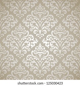 Damask vintage seamless pattern on gray gradient background