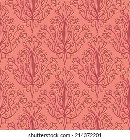 Damask Wallpaper. Abstract Colored Vector Seamless Pattern