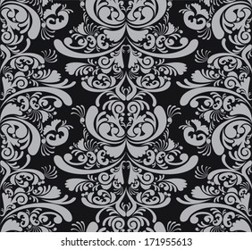 Damask wallpaper background with abstract shapes pattern. 