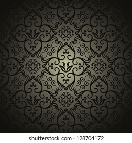 Damask Wallpaper Black Design Stock Vector (Royalty Free) 128704172 ...