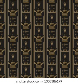 Damask Wallpaper. Dark brown background for your design. Seamless pattern