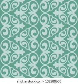 Damask wallpaper on teal tones background