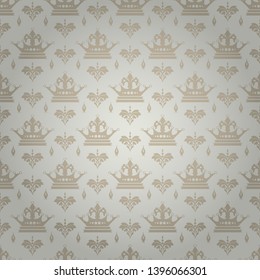 Damask wallpaper pattern. Silver background texture in royal style for your design. Vector graphic design