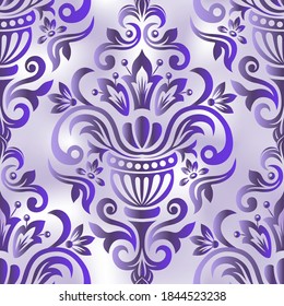Damask wallpaper. Seamless damask pattern for background or wallpaper design. purple color