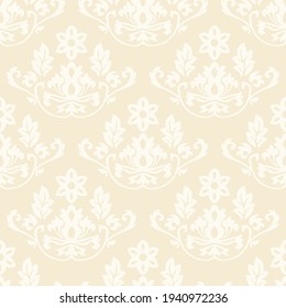 Damask wallpaper seamless pattern background beige color