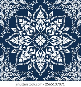 Damask wallpaper style baroque Seamless vector background. Floral ornament intricate vintage graphic pattern for fabric, wallpaper carpet rug packaging. Ornate damask flower ornament.