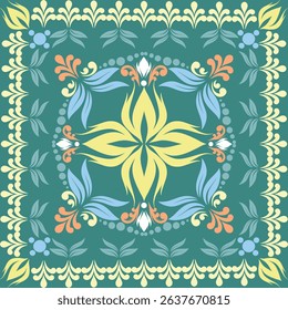 Damask wallpaper style baroque,Seamless vector background.Floral ornament,intricate vintage graphic pattern for fabric,wallpaper,carpet,rug,packaging.Ornate damask flower ornament design mosaic style.