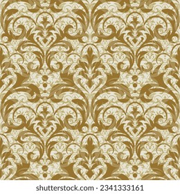 Damask Wallpaper. Vintage Pattern. Vector seamless border in Victorian style.  Indian, Islam, Turkish, Arabic motif.