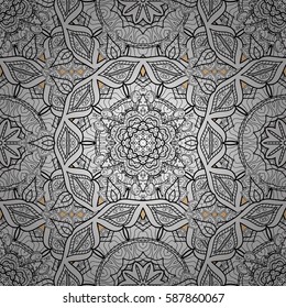Damask white abstract flower seamless pattern on background. Ornate decoration. Vector illustration.
