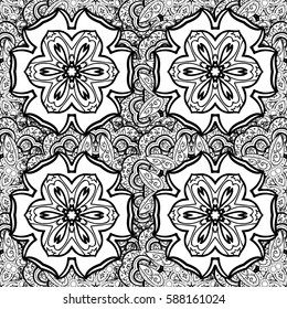 Damask white abstract flower seamless pattern on background. Ornate decoration. Vector illustration.