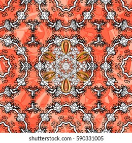 Damask white abstract flower seamless pattern on background. Ornate decoration. Vector illustration.