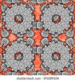 Damask white abstract flower seamless pattern on background. Ornate decoration. Vector illustration.