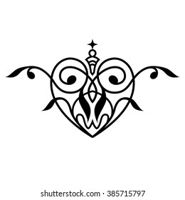 Damask white and black ornament  element