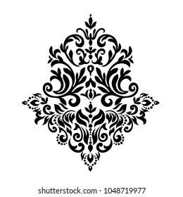 Damask white and black ornament.Traditional vector pattern.Decorative element eastern tracery.Floral ,victorian,baroque,Indian design. Texture for arabic wallpapers.