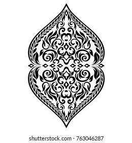 Damask white and black ornament.Traditional vector pattern.Decorative element eastern tracery.Floral ,victorian,baroque,Indian design. Texture for arabic wallpapers.