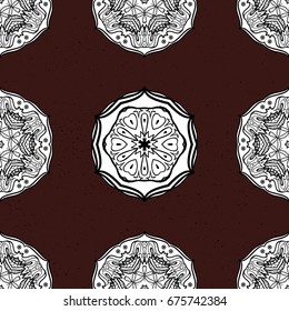 Damask white brown and white floral flower pattern background on vector. Ornate vector decoration.