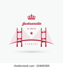 The Dames Point Bridge over the St. Johns River in Jacksonville, Florida - vector illustration