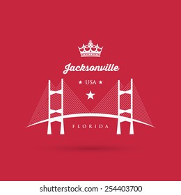 The Dames Point Bridge over the St. Johns River in Jacksonville, Florida - vector illustration