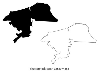Damietta Governorate (Governorates of Egypt, Arab Republic of Egypt) map vector illustration, scribble sketch Damietta map