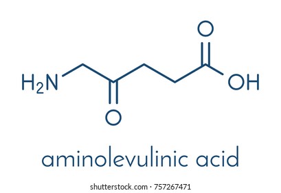 d-aminolevulinic acid (ALA) drug molecule. Used in diagnosis and treatment (photodynamic therapy) of cancer. Skeletal formula.