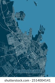 Dammam, Saudi Arabia artistic blueprint map poster