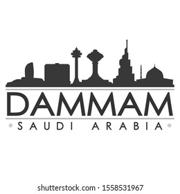 Dammam Saudi Arabia Skyline Silhouette City. Cityscape Design Vector. Famous Monuments Tourism.