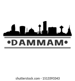 Dammam Saudi Arabia Travel. City Skyline. Silhouette City. Design Vector. Famous Monuments.