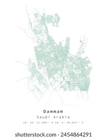 Dammam,Saudi Arabia,Urban detail Streets Roads Map  ,vector element template image for marketing ,product ,wall art and poster prints.