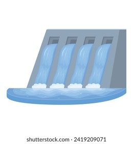 Damming water nature icon cartoon vector. Plant dam. Hydro power