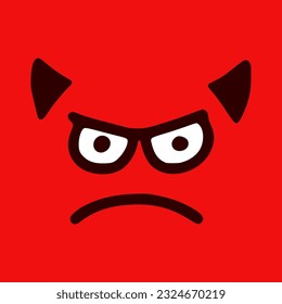 Damn emoticon in doodle style. Cartoon face expressions isolated on red background