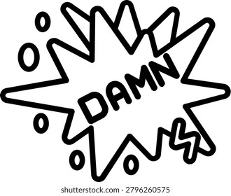 Damn Sticker Line Icon Vector Design