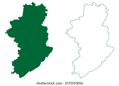 Damoh district (Madhya Pradesh State, Sagar division, Republic of India) map vector illustration, scribble sketch Damoh map