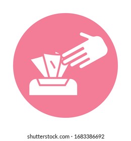 damp cloths box block silhouette style icon vector illustration design