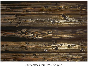 Damp dark browntone old weathered wood plank wall flat texture.