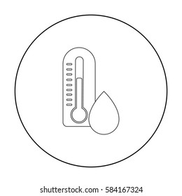 Damp day icon in outline style isolated on white background. Weather symbol stock vector illustration.