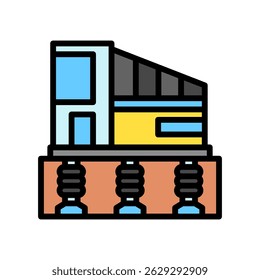 ícone de cor de contorno de ilustração mini amortecedor, uso para engenharia civil, indústria, construção UI, kit UX, desenvolvimento de aplicativo e web, digital ou impressão.