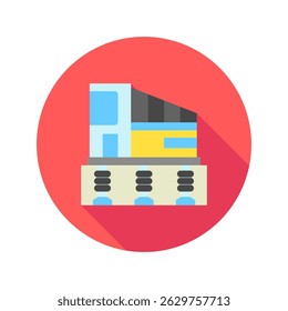 ícone de cor plana arredondado da ilustração mini amortecedor, uso para engenharia civil, indústria, construção, UI, kit UX, desenvolvimento de aplicativo e web, digital ou impressão.