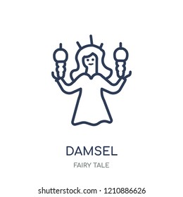 damsel icon. damsel linear symbol design from Fairy tale collection. Simple outline element vector illustration on white background.