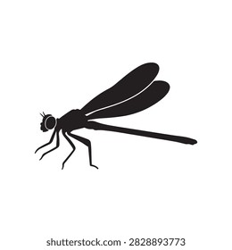 Damselfly silhouette vector flat illustration design.