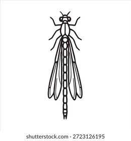 Diseño de la Ilustración vectorial de la silueta de Damselfly