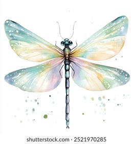 Damselfly watercolor clipart isolated white background 