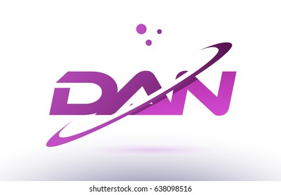 dan d a n  alphabet letter logo combination purple pink creative text dots company vector icon design template