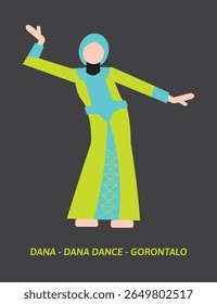 Dana-Dana Dance Vetor - Dança tradicional alegre de Gorontalo, Indonésia