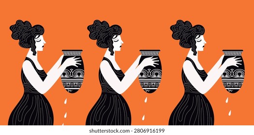 danaids carrying leaking water jars in greek mythology
