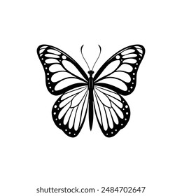 Ilustración vectorial de silueta de mariposa Danaus plexippus