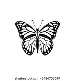 Danaus plexippus butterfly silhouette vector Illustration