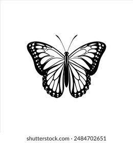 Danaus plexippus butterfly silhouette vector Illustration