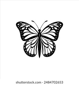Danaus plexippus butterfly silhouette vector Illustration