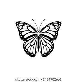 Ilustración vectorial de silueta de mariposa Danaus plexippus
