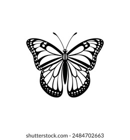 Danaus plexippus butterfly silhouette vector Illustration